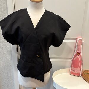 NWT Commense Elegant Black Wrap Blouse